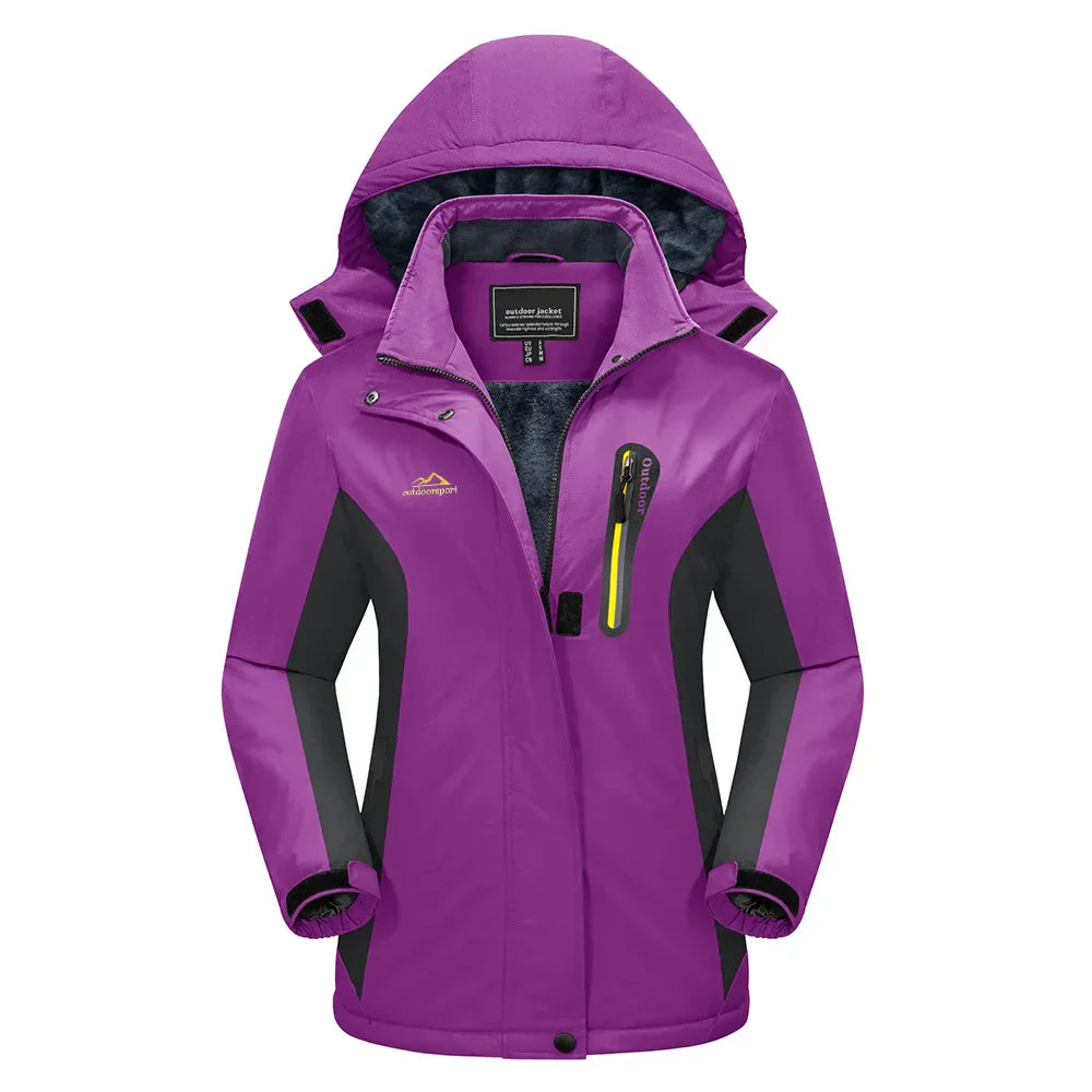 Purple jacket with black accents on a white background