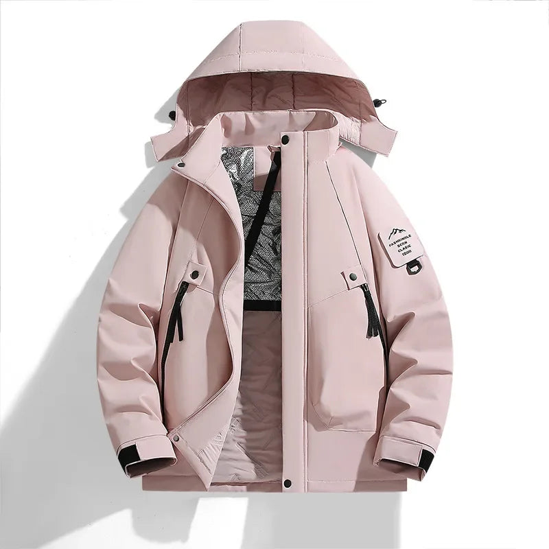 Ski Jacket Unisex Hooded Strap Style Front Closure Winter Design