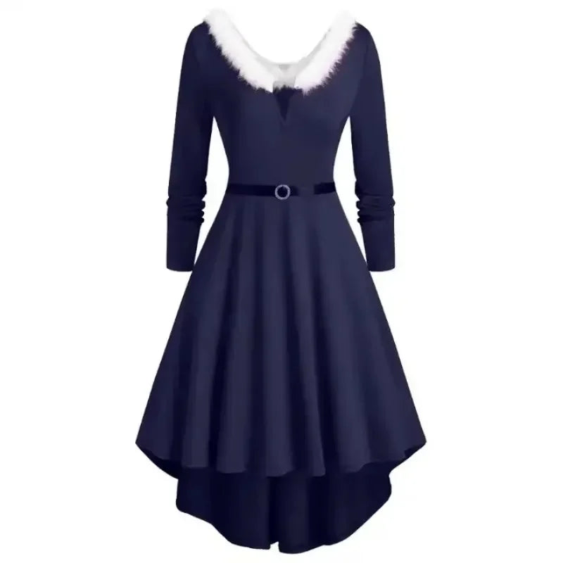 V-neck Long Sleeve Christmas Midi Dress for Women