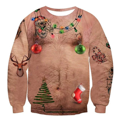 Ribbed Sleeve Christmas Sweater Men - Long Sleeve
