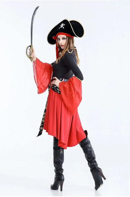Women’s pirate captain halloween dress - midi costume outfit
