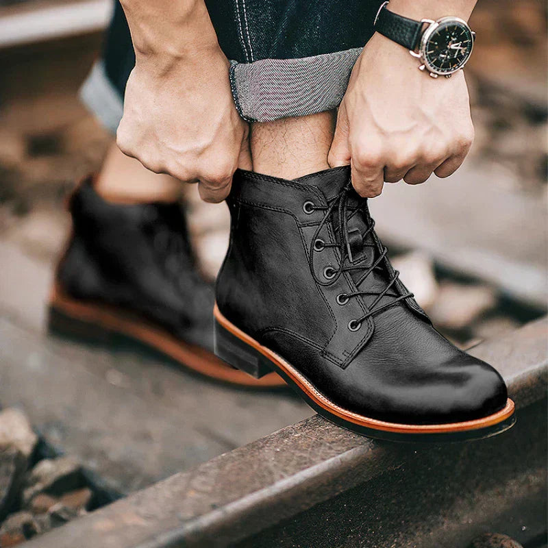 Men’s High-Top Leather Boots – Rugged & Stylish
