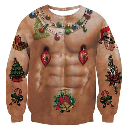 Ribbed Sleeve Christmas Sweater Men - Long Sleeve