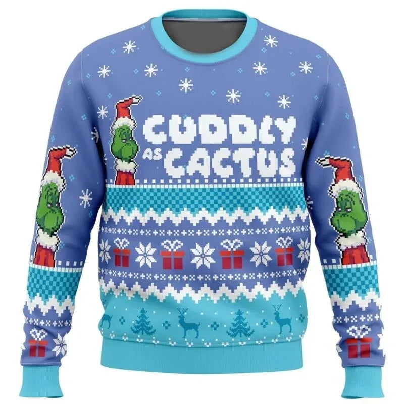 Men’s Funny Christmas Sweater - Festive Print Long Sleeve