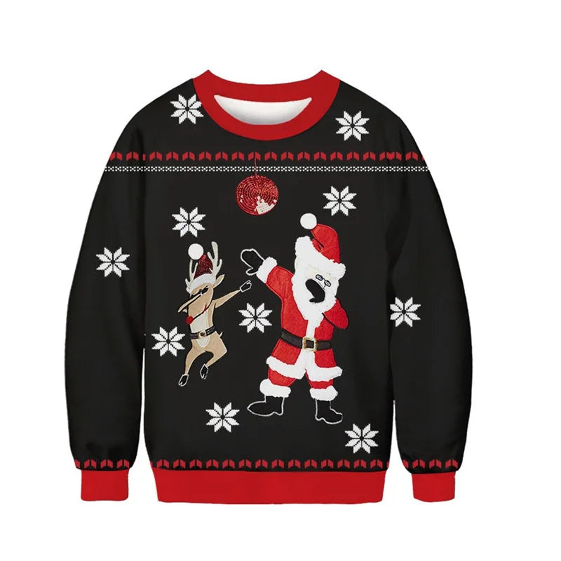 3D Printed Men’s Christmas Sweater – Warm Long Sleeve Festive Top