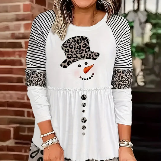 Women’s Long Sleeve Christmas Stripe Dress - Midi