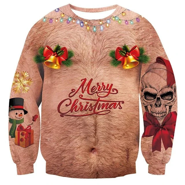 Ribbed Sleeve Christmas Sweater Men - Long Sleeve