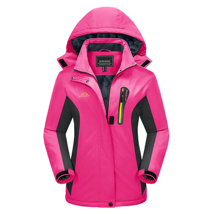 Pink and black jacket with a brand logo on a white background