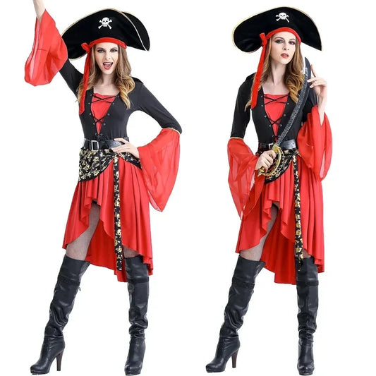 Women’s pirate captain halloween dress - midi costume outfit