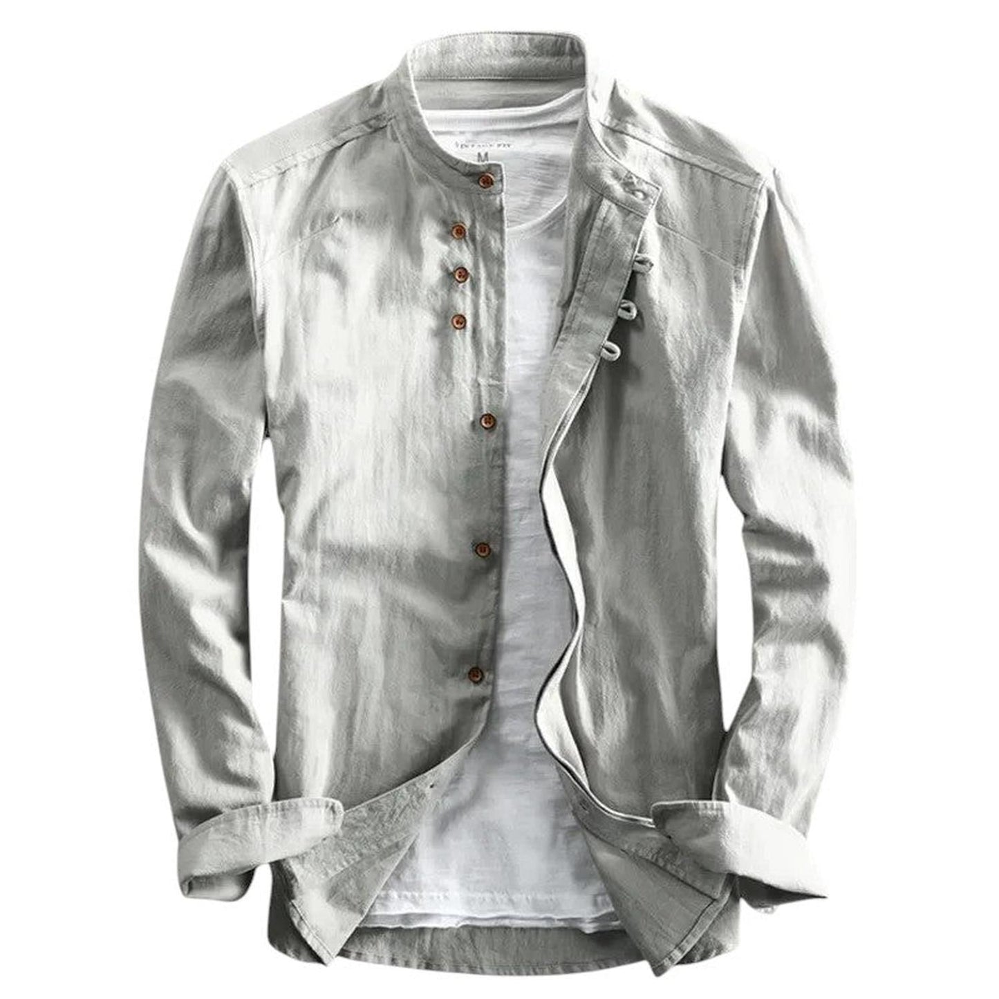Slim fit men's shirt – stand-up collar and long sleeves