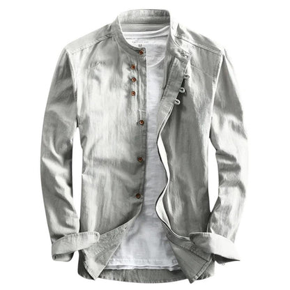Slim fit men's shirt – stand-up collar and long sleeves