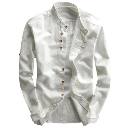 Slim fit men's shirt – stand-up collar and long sleeves