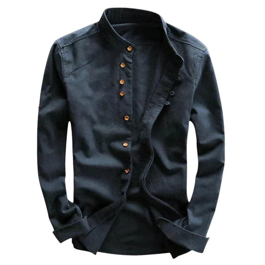 Slim fit men's shirt – stand-up collar and long sleeves