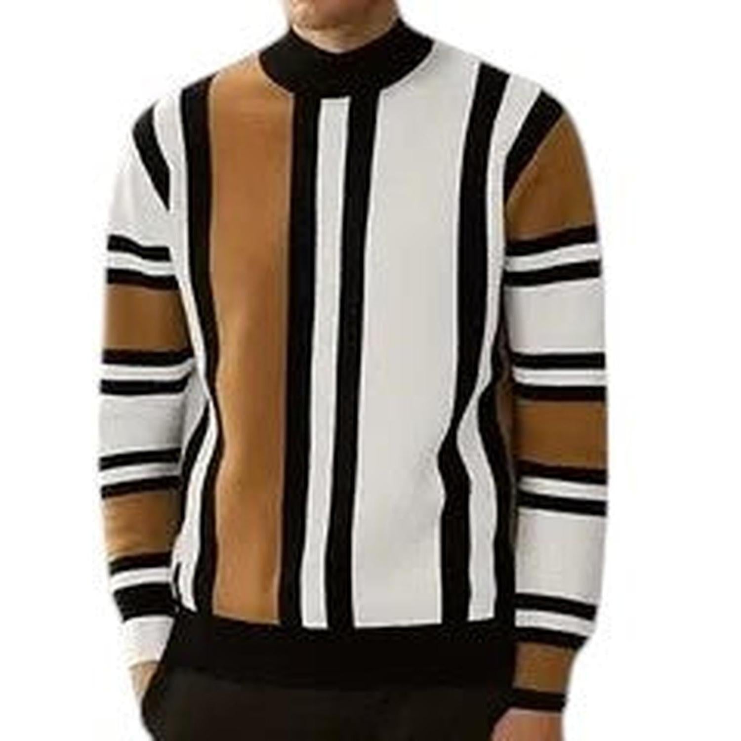 Slim-fit striped knit sweater for men