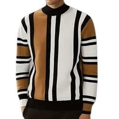 Slim-fit striped knit sweater for men