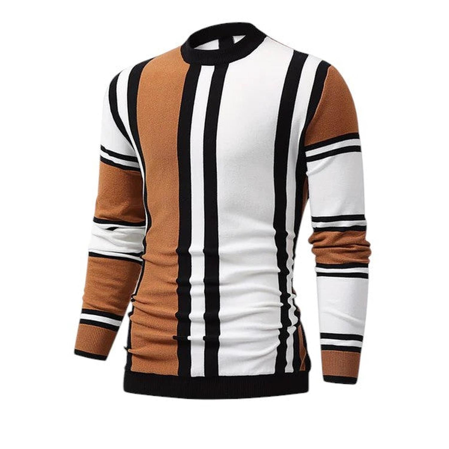 Slim-fit striped knit sweater for men