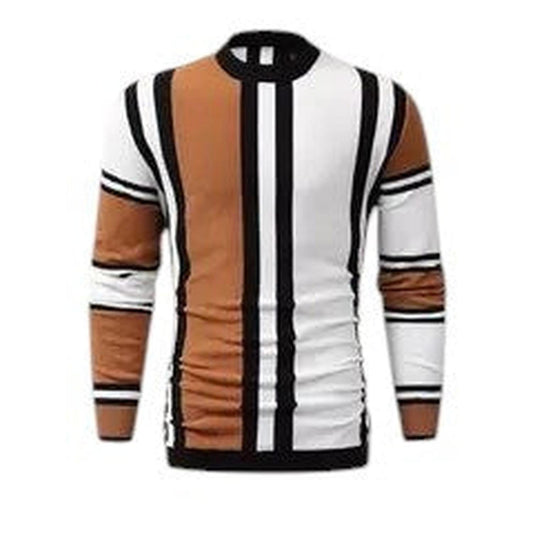 Slim-fit striped knit sweater for men