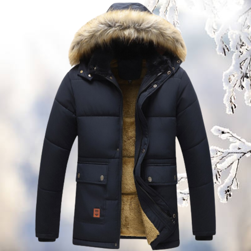 Winter Parka Men Hooded Warm Zipped Coat