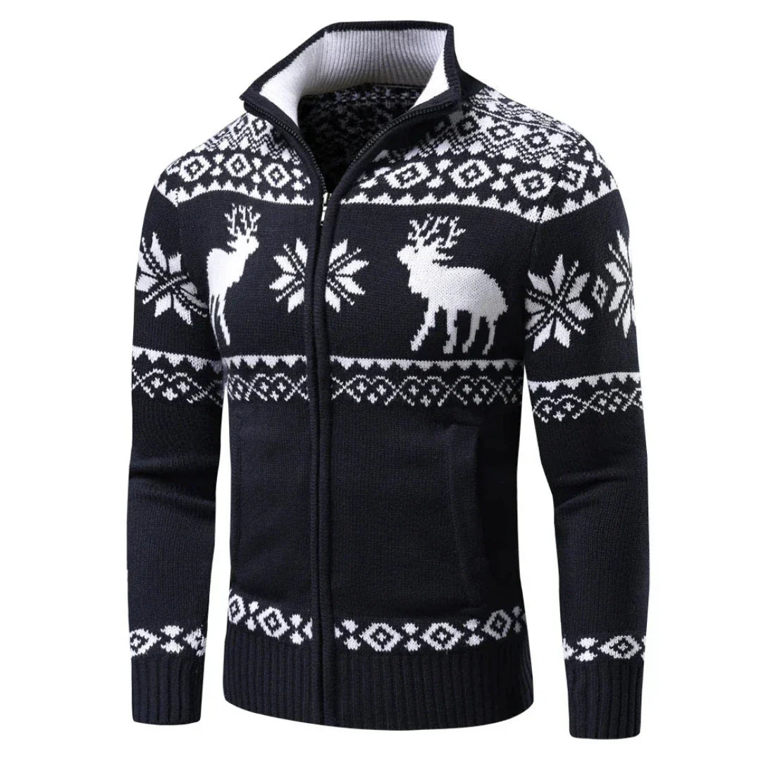 Men’s Christmas Half Zip Cardigan - Festive Winter Sweater