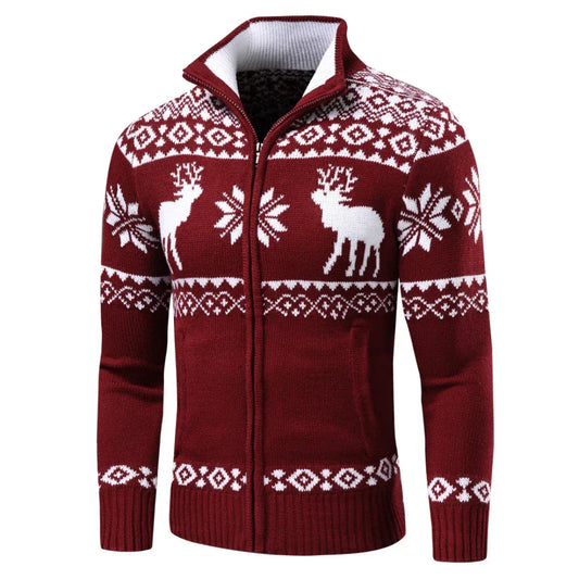 Men’s Christmas Half Zip Cardigan - Festive Winter Sweater