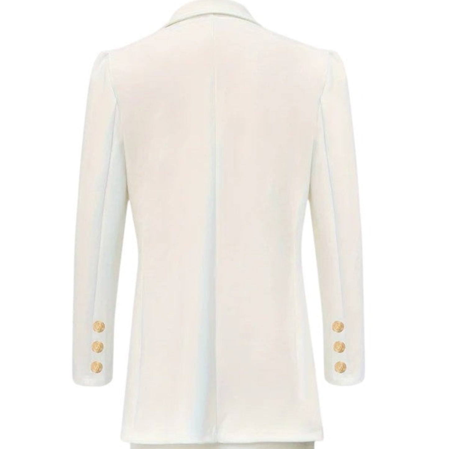 Women’s double-breasted tailored blazer – Gold button formal jacket