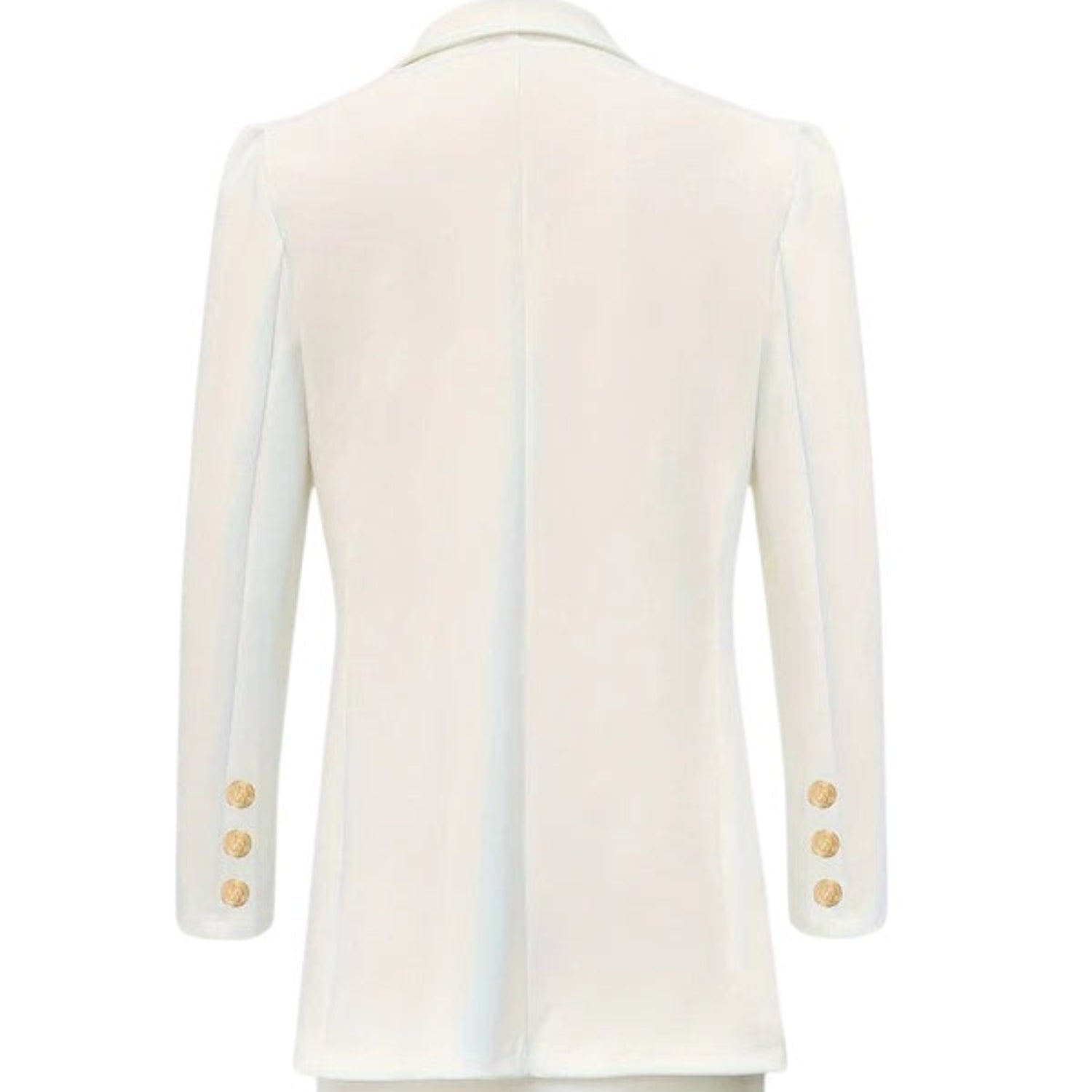 Women’s double-breasted tailored blazer – Gold button formal jacket