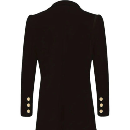 Women’s double-breasted tailored blazer – Gold button formal jacket