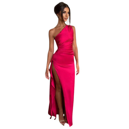 Women’s long satin evening dress – Elegant formal gown