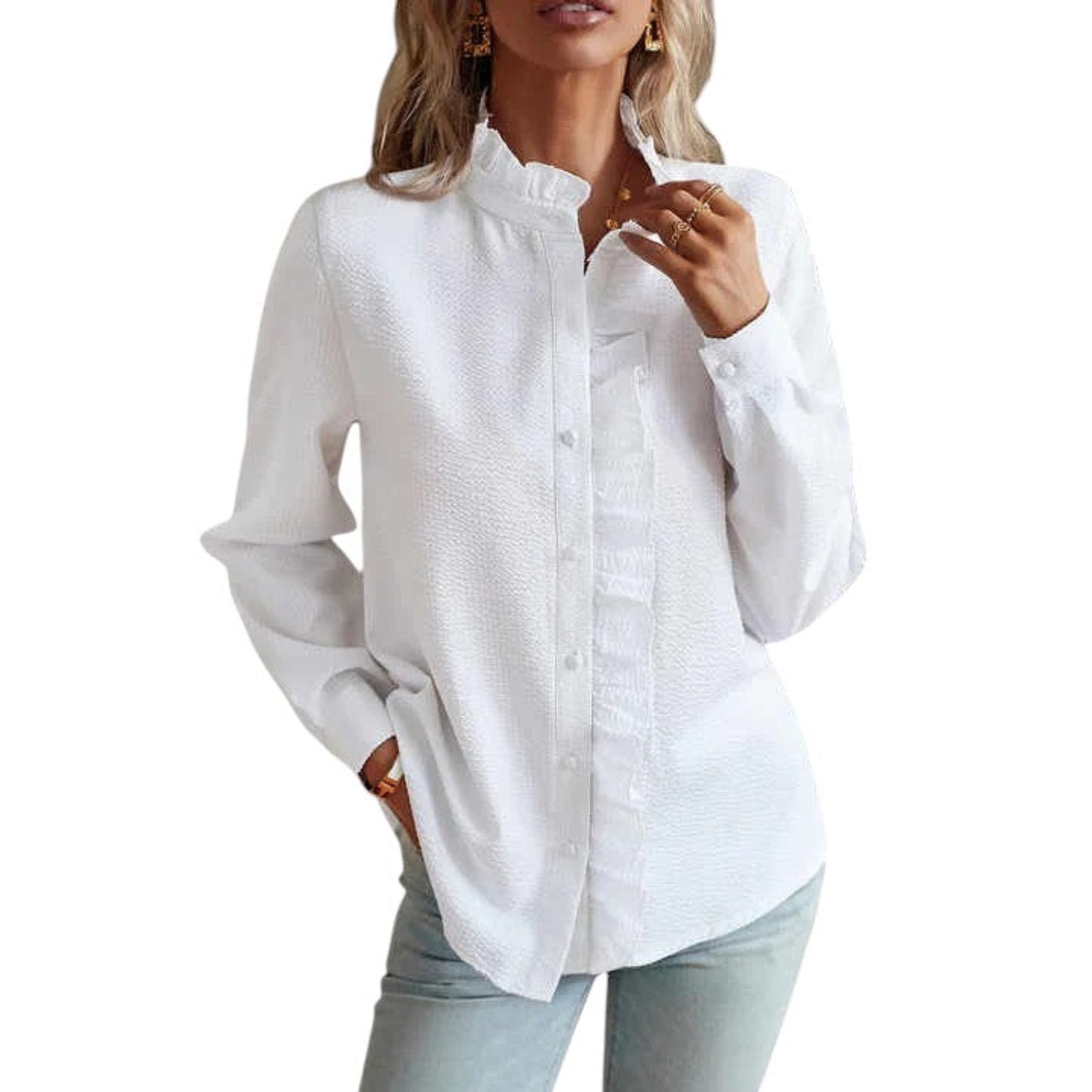 Women’s striped long sleeve blouse – Elegant smart-casual top
