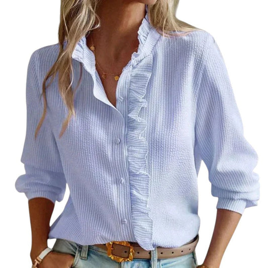 Women’s striped long sleeve blouse – Elegant smart-casual top