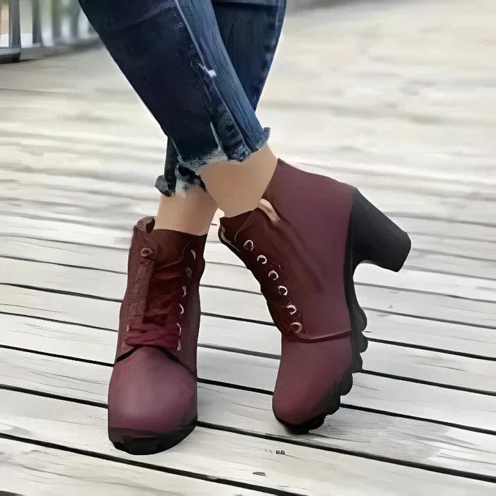 Ankle Boots Women Lace Up Side Zip Fastening Winter Ankle Boots
