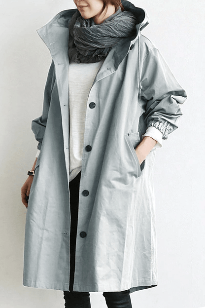 Long Coat Women Button Down Hooded Winter Coat
