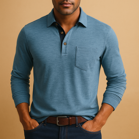 Shirt Men Casual Design with Chest Pocket and Button Front Closure