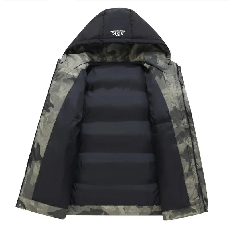 Hooded Jacket Men Insulated Puffer Adjustable Hood Closures