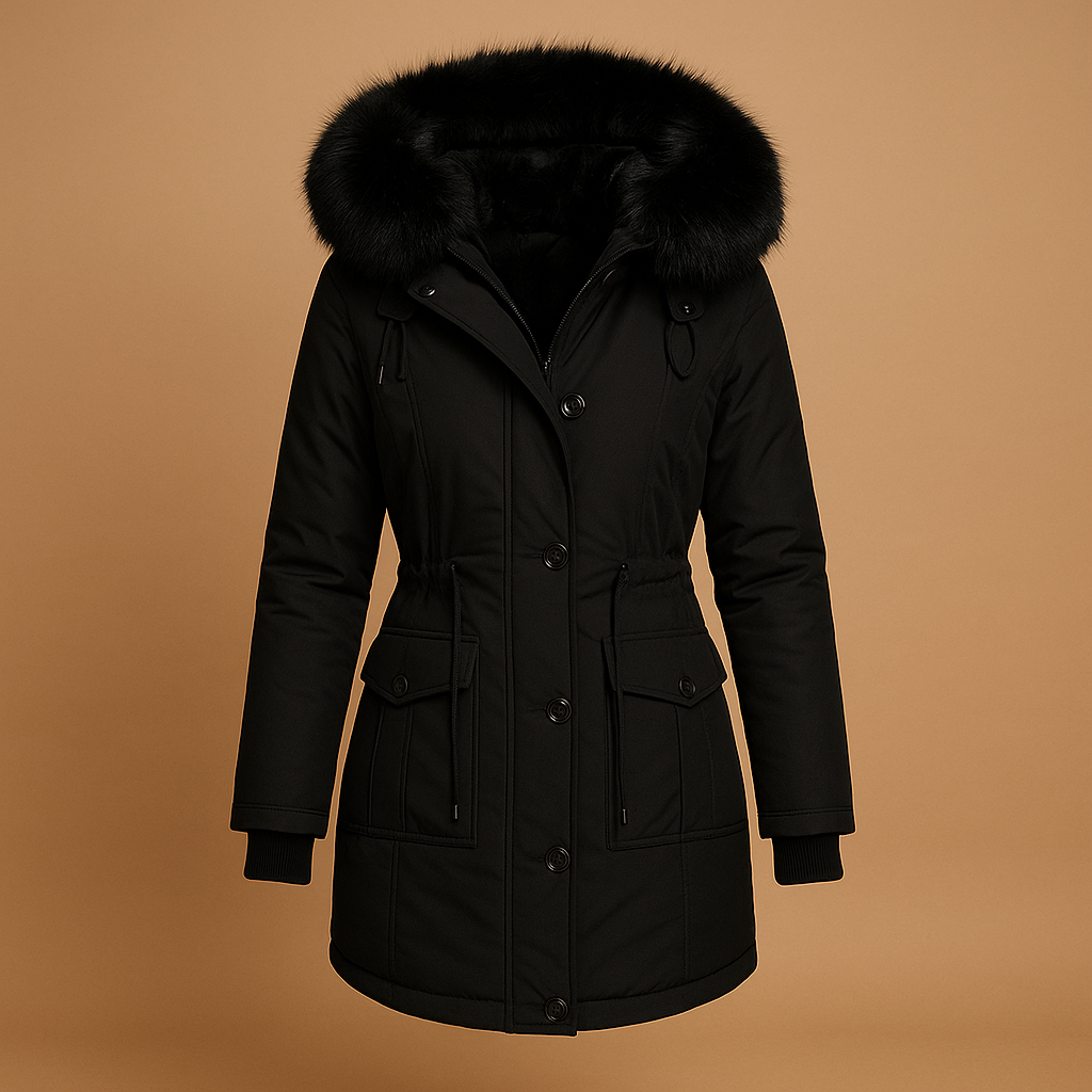 Coat Women Long Waterproof Winter Style with Fur Collar