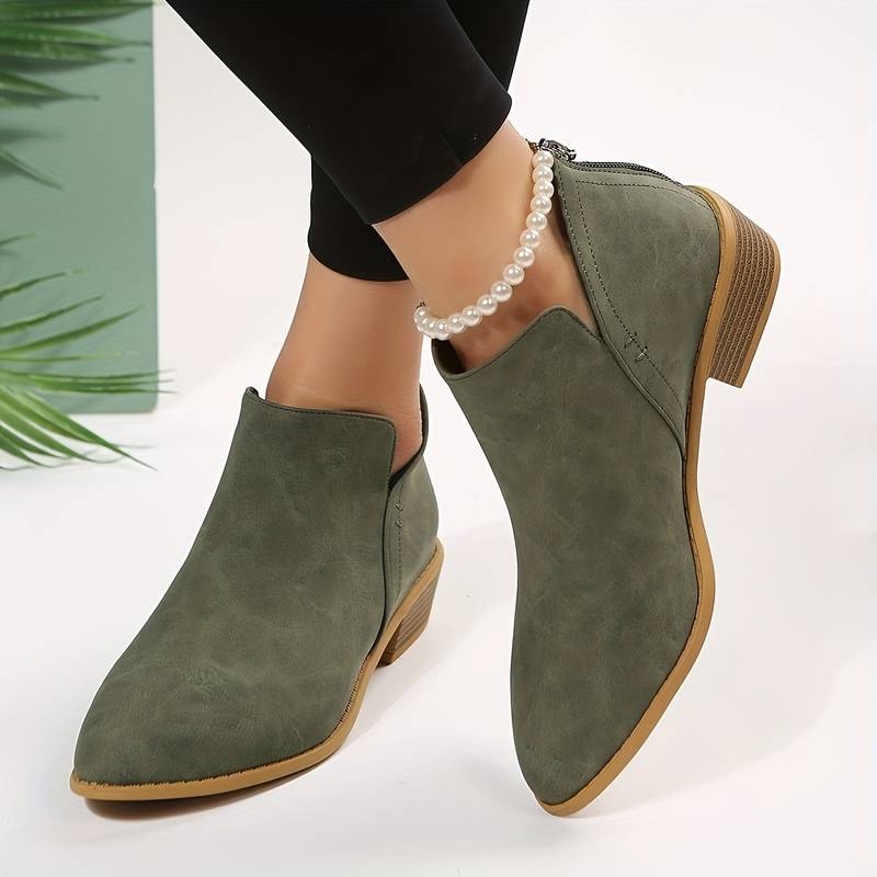 Ankle Boots Women Low Heel Slip On Design Casual Wear Everyday Use