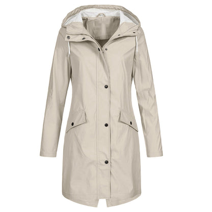 Rain Jacket Women Long Windproof Waterproof Coat