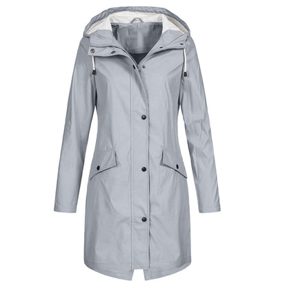 Rain Jacket Women Long Windproof Waterproof Coat