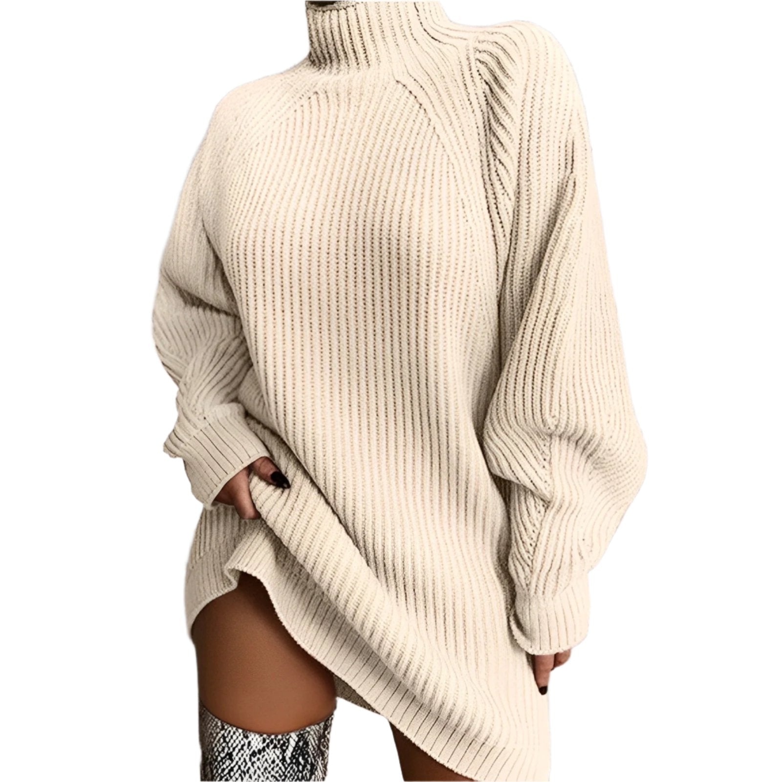 Dress Women Turtleneck Knit Mini Seasonal Elegance