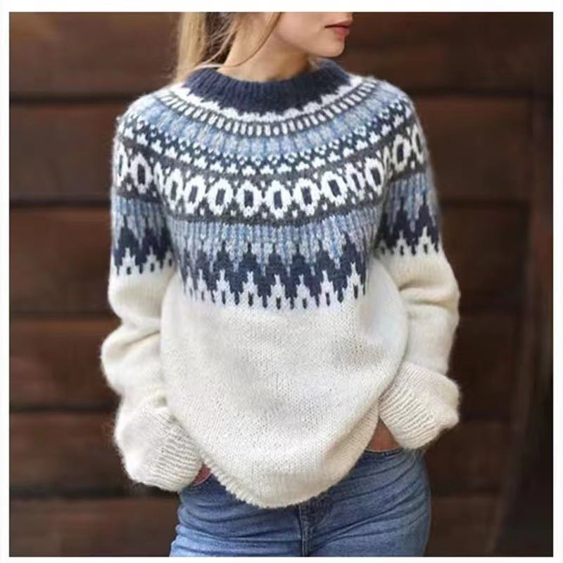 Sweater Women Round Neck Winter Fit Soft Warmth