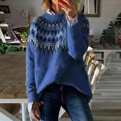 Sweater Women Round Neck Winter Fit Soft Warmth