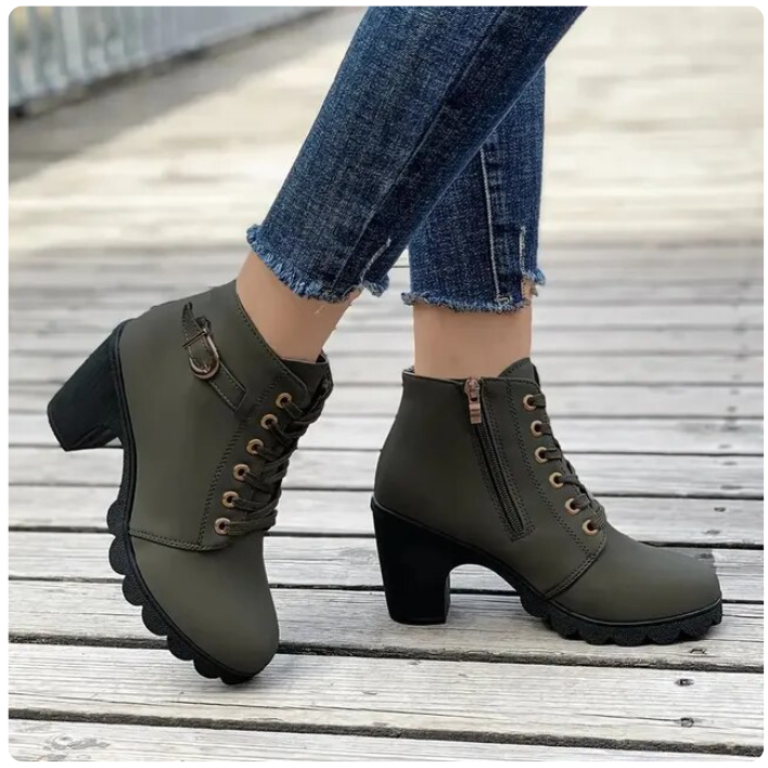 Ankle Boots Women Lace Up Side Zip Fastening Winter Ankle Boots
