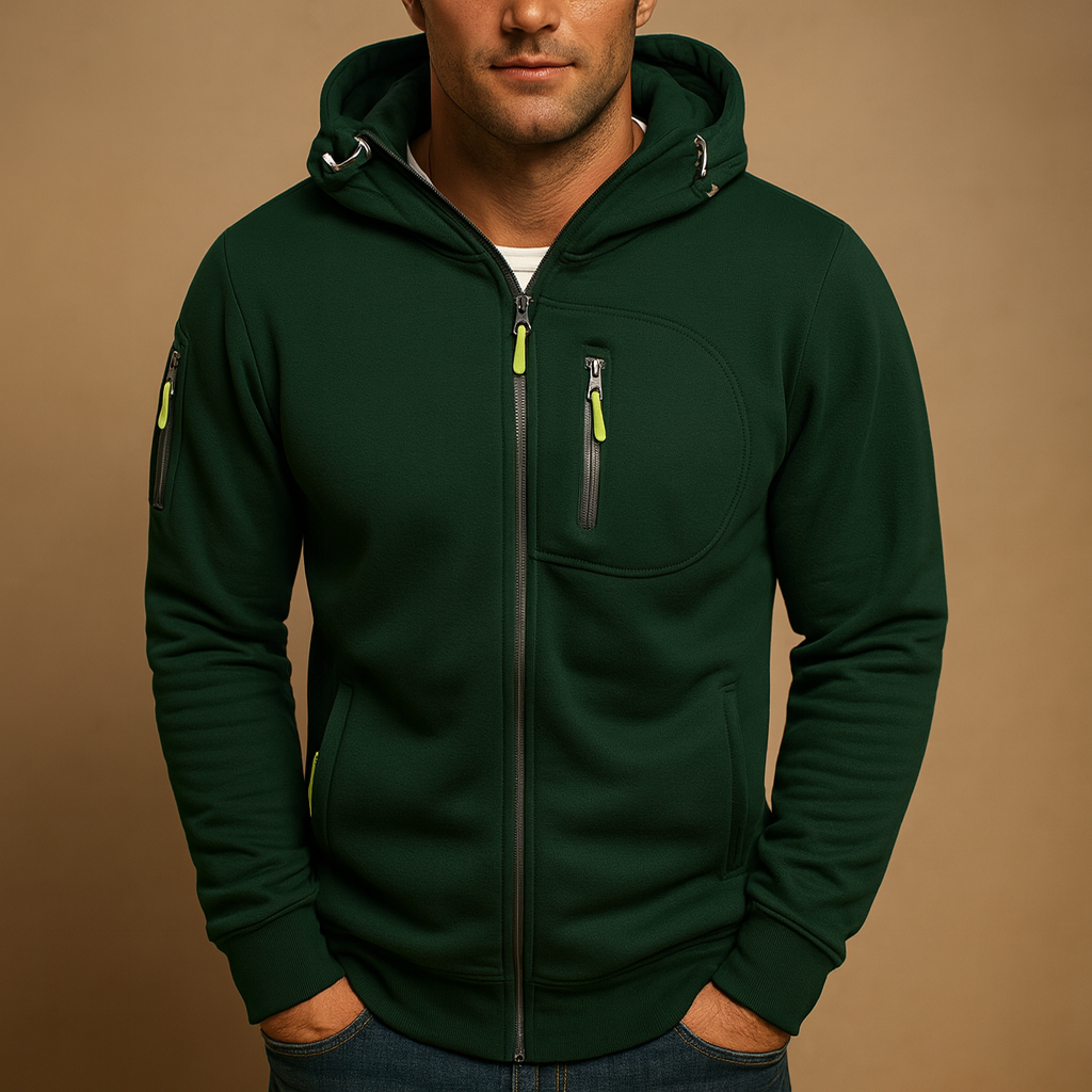 Zip-Up Hoodie Men Comfortable Breathable Fit for Everyday Wear