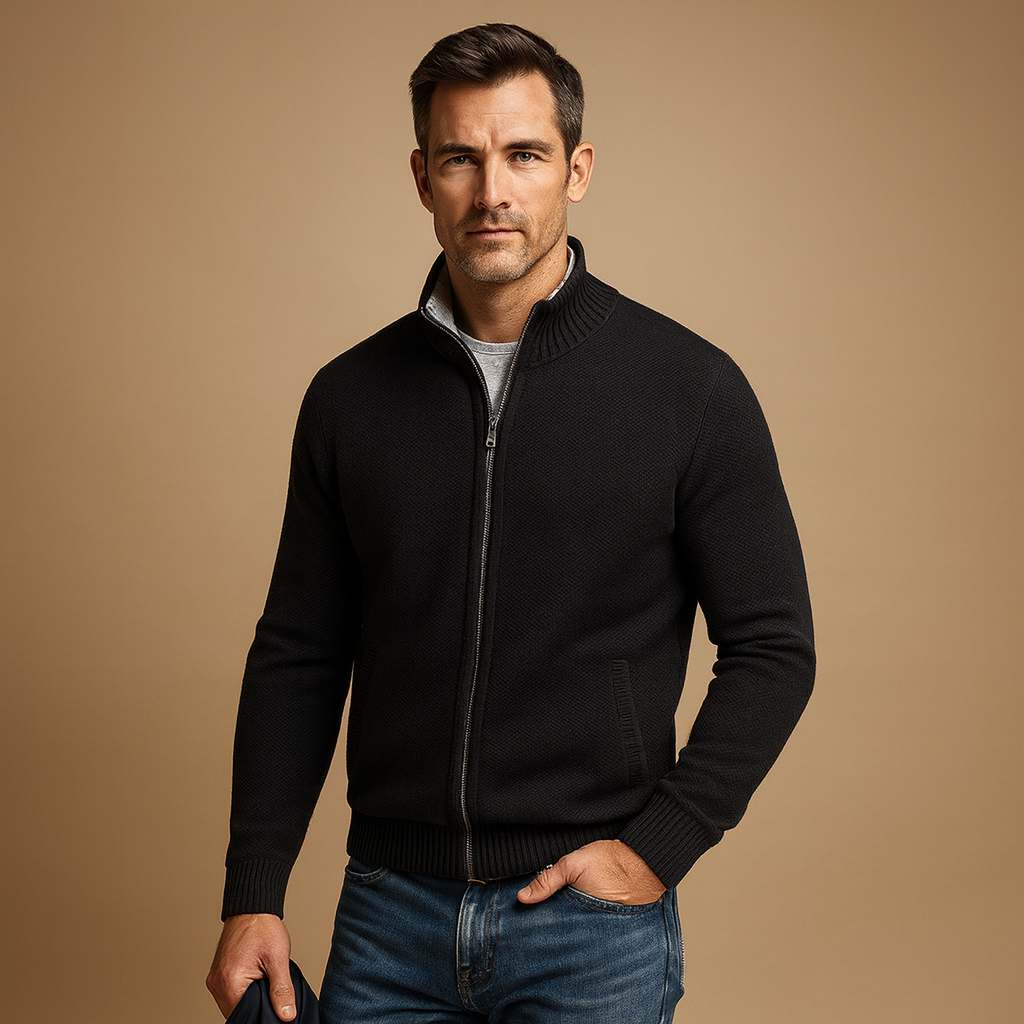 Jacket Men Zip-Up Design for Casual and Sporty Comfort