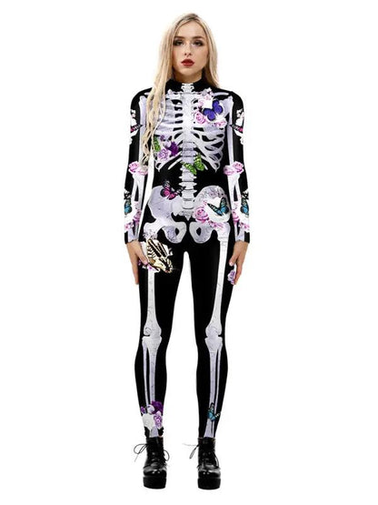 Women’s floral skeleton print halloween costume dress
