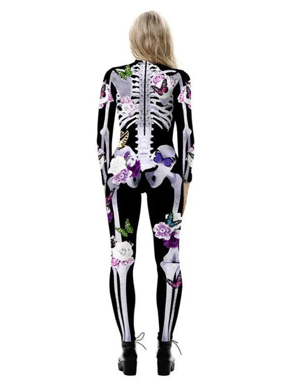 Women’s floral skeleton print halloween costume dress