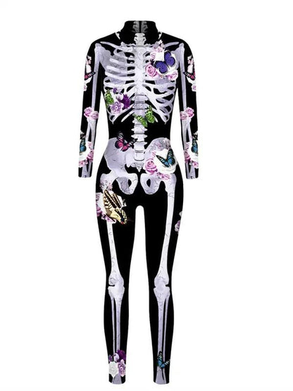 Women’s floral skeleton print halloween costume dress