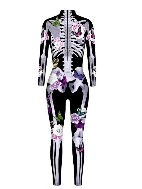 Women’s floral skeleton print halloween costume dress