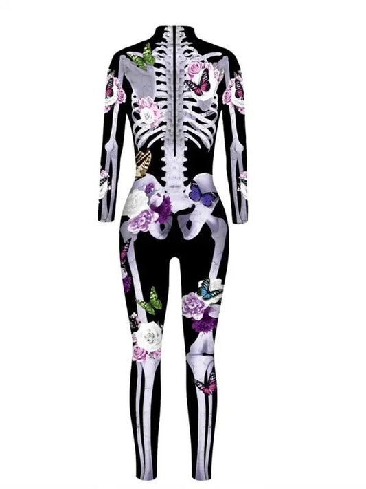 Women’s floral skeleton print halloween costume dress
