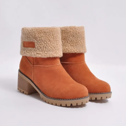 Ankle Boots Women Warm Shearling Lined Chunky Heel Design